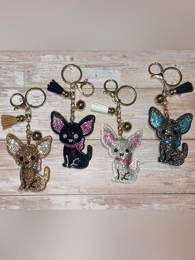 Choice of Chihuahua - Puff Rhinestone Keychain Bag Charm